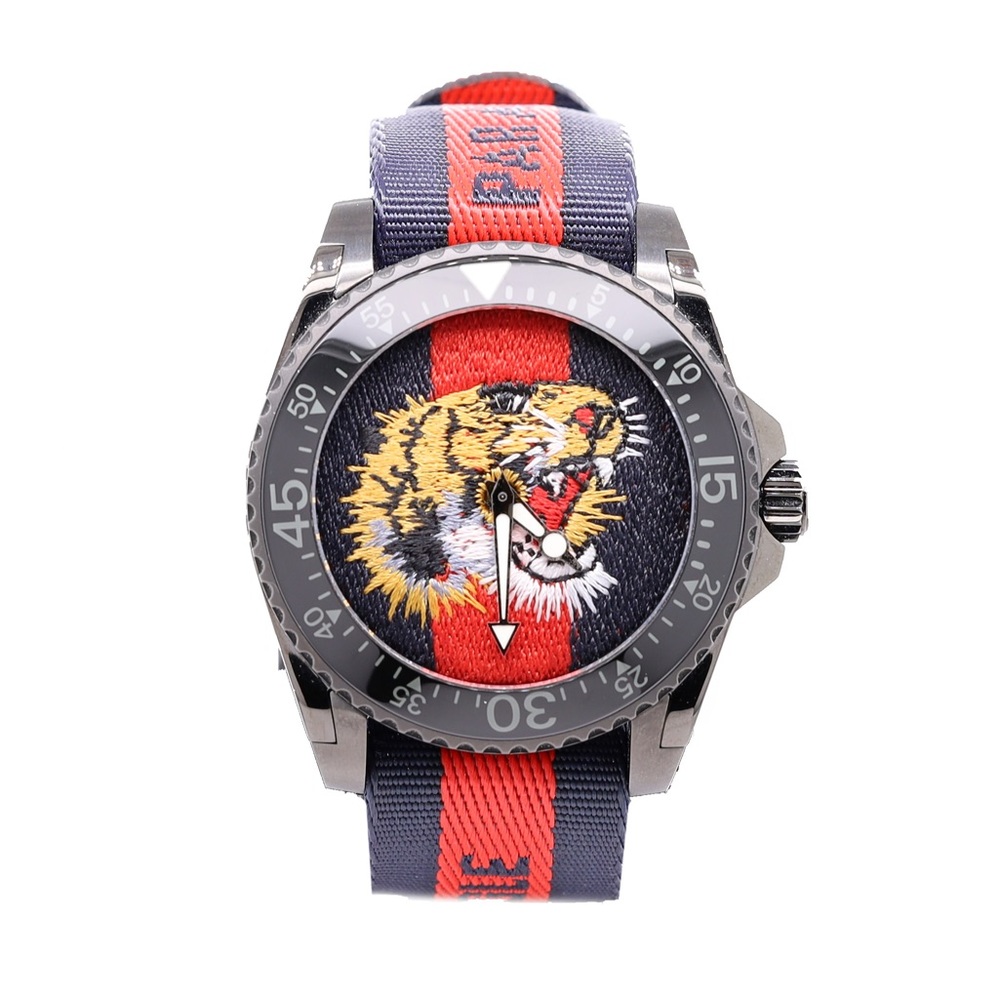 Brand New Gucci Black Stainless Steel Tiger Face